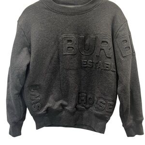 Burberry Boys Alven Horseferry Embossed Charcoal Gray Sweatshirt Size 10